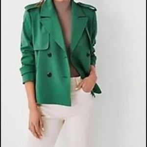 Ann Taylor Double Breasted Trench-Style Jacket in Kelly Green. New. SZ.L